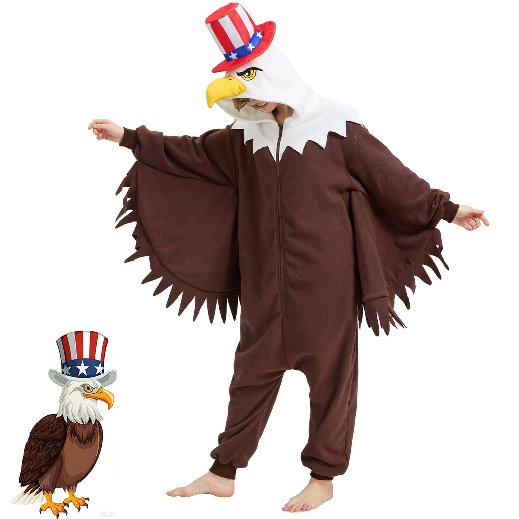 Patriotic Bald Eagle Onesie – Uncle Sam Eagle Costume with Wings & Tail