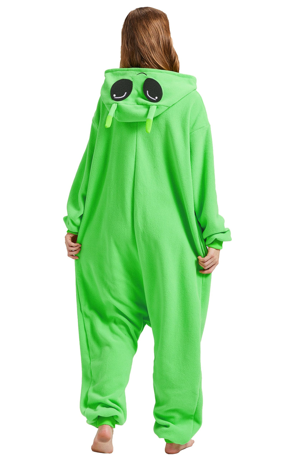 Alien Onesie Costume – Adult Space-Themed Pajamas with Cosmic Patches & Futuristic Accents for Halloween