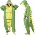 Adult Alligator Crocodile Onesie Costume – Realistic Reptile Pajamas with Dorsal Fins & Tail for Halloween