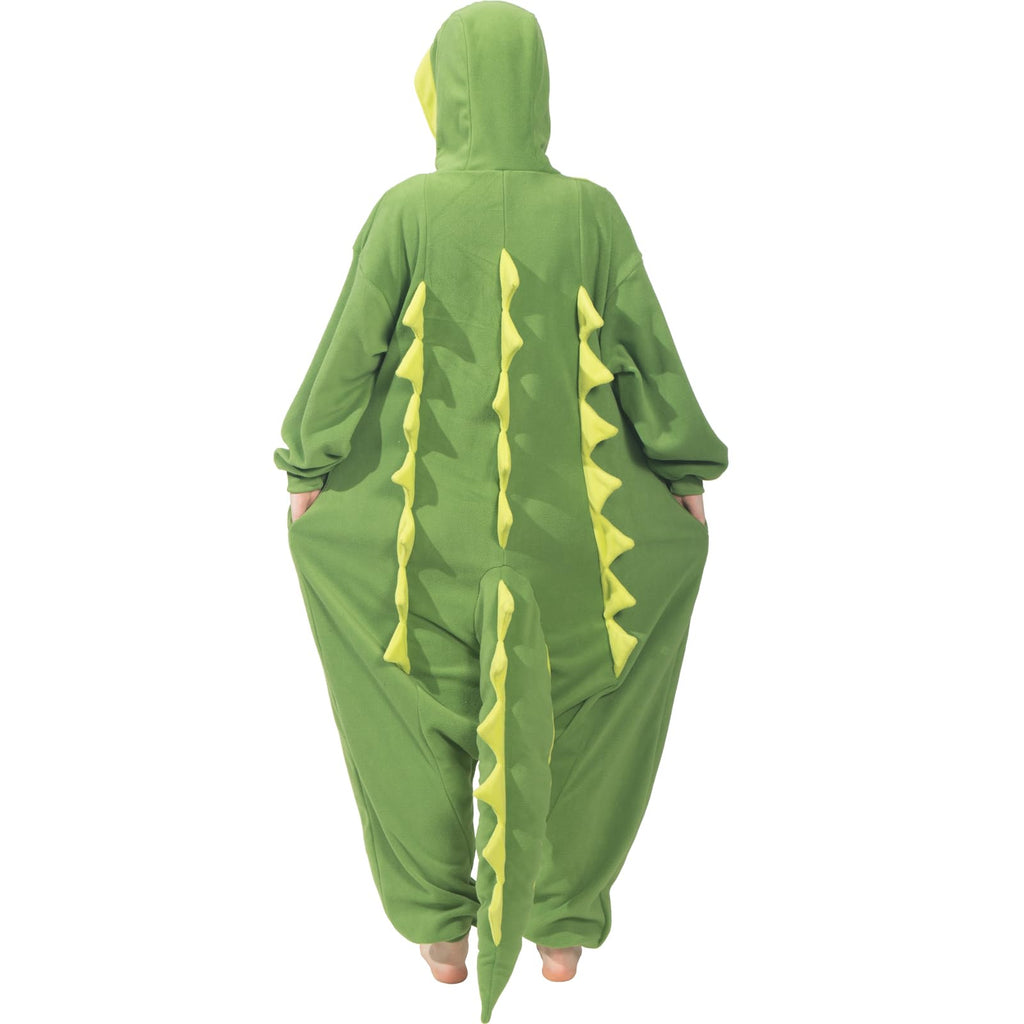 Adult Alligator Crocodile Onesie Costume – Realistic Reptile Pajamas with Dorsal Fins & Tail for Halloween