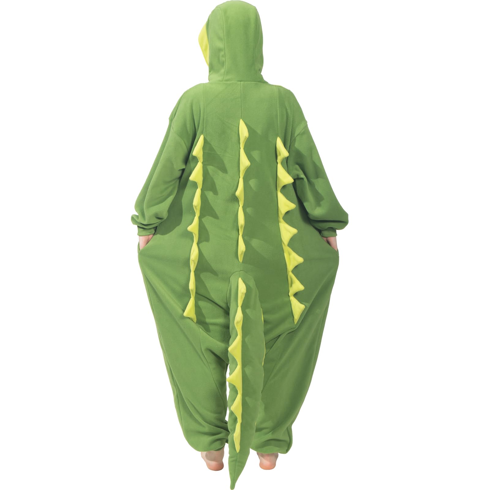 Adult Alligator Crocodile Onesie Costume – Realistic Reptile Pajamas with Dorsal Fins & Tail for Halloween