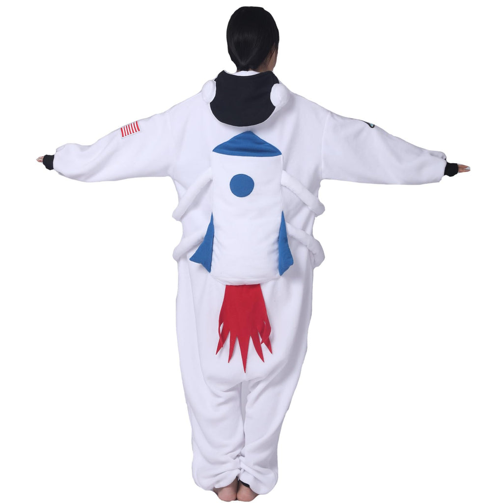 Spacesuit Onesie Costume – Adult Astronaut Pajamas with Space Patches & Futuristic Accents for Halloween