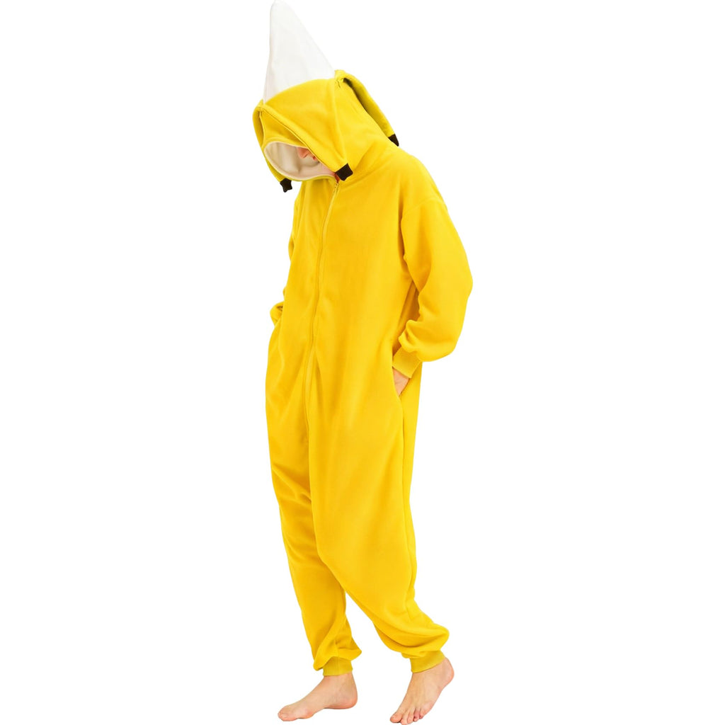 Adult Banana Onesie Costume – Peelable 2-in-1 Fruit Pajamas with Lifelike Hood for Halloween & Parties