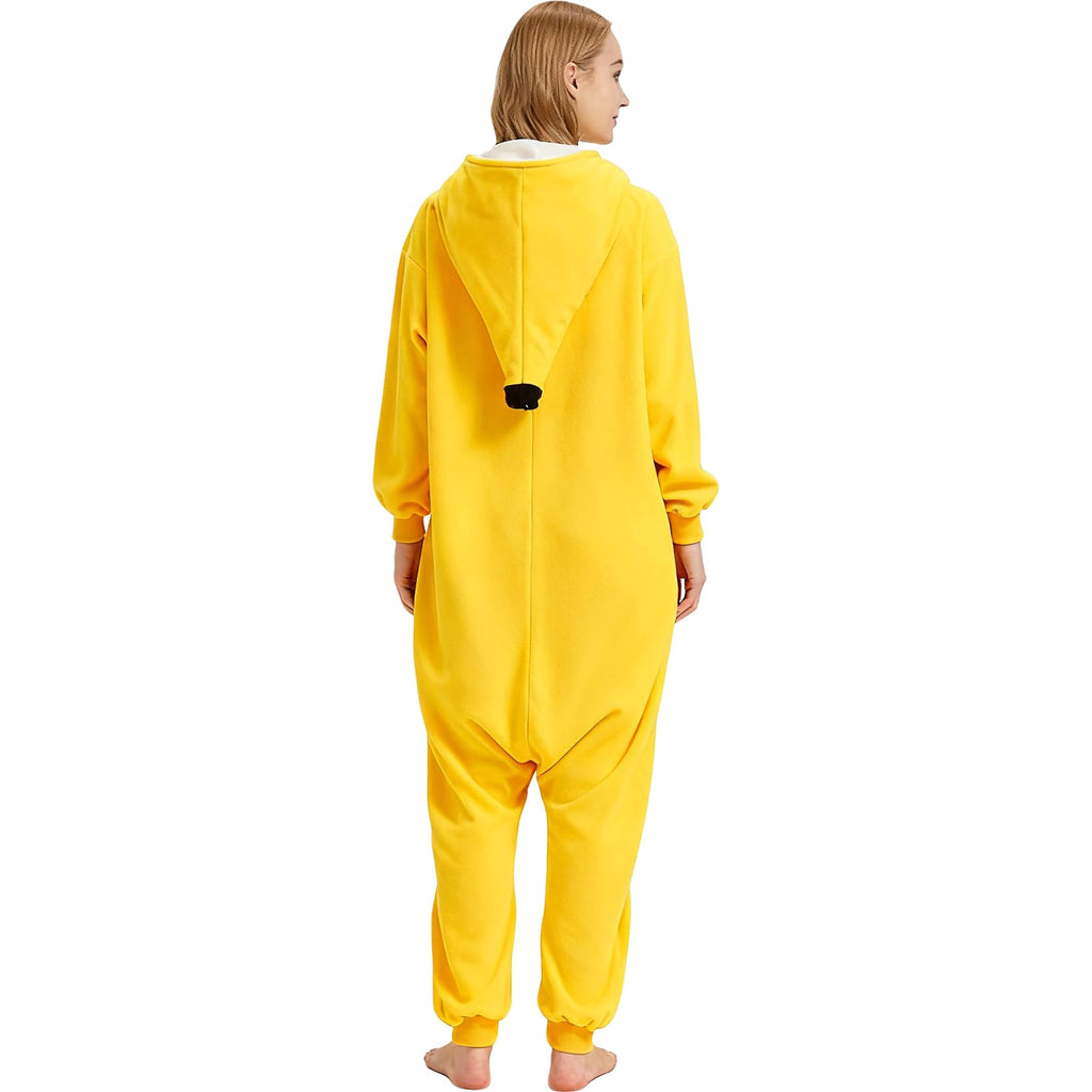 Adult Banana Onesie Costume – Peelable 2-in-1 Fruit Pajamas with Lifelike Hood for Halloween & Parties