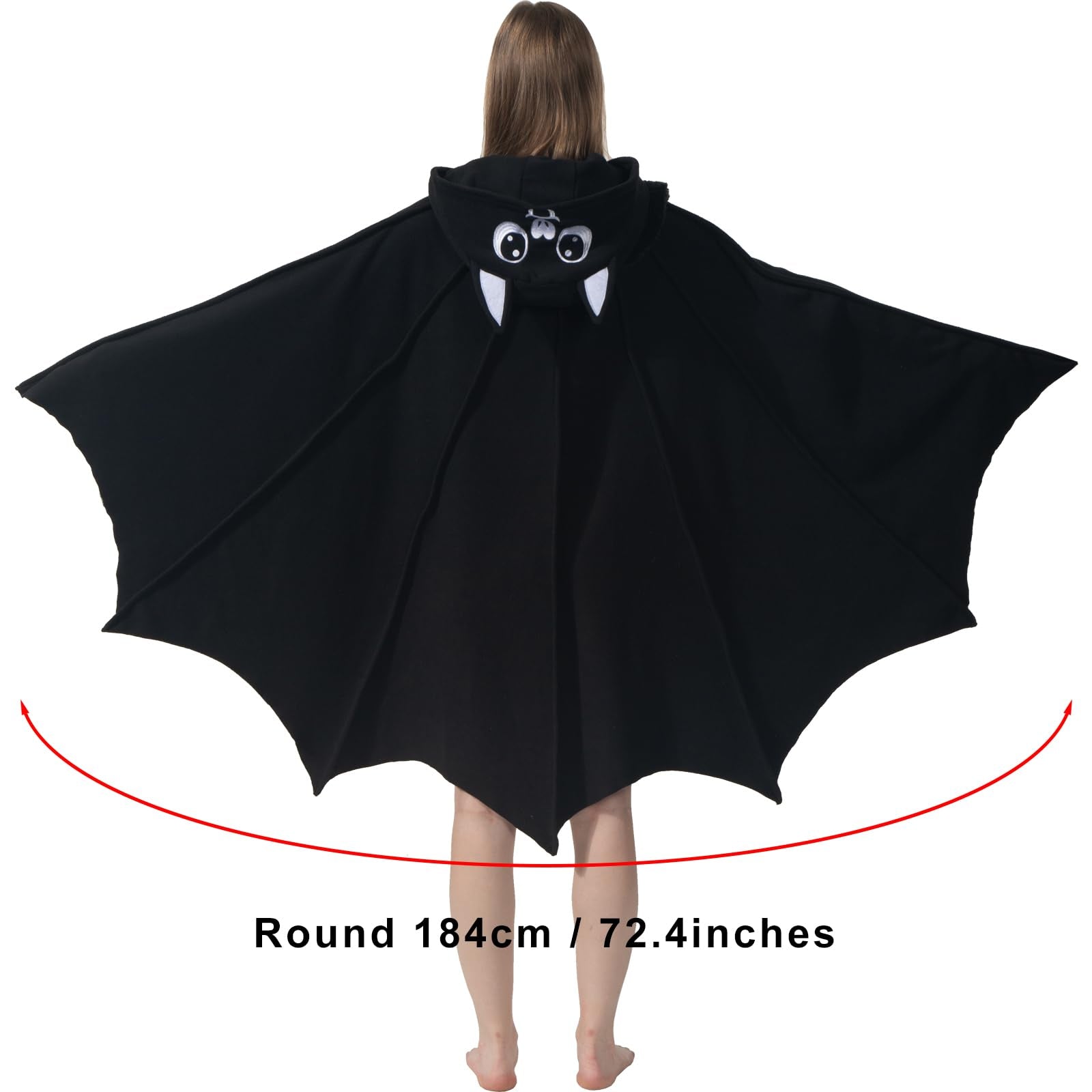 Bat Wing Hooded Cape – Cozy Gothic Bat Costume with Furry Hood & Wings for Halloween & Cosplay