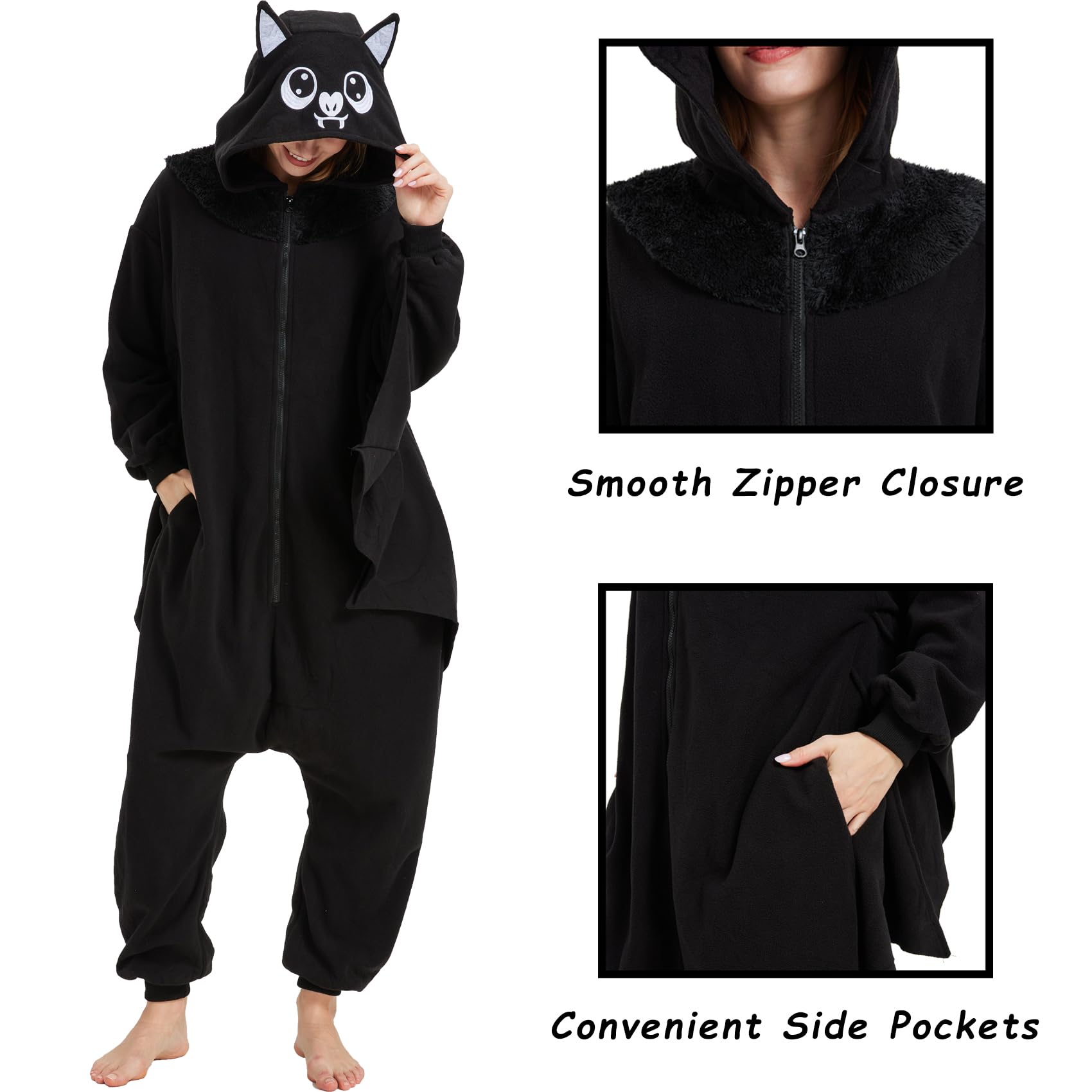 Adorable Bat Onesie Costume – Soft Polar Fleece Pajamas with Wings