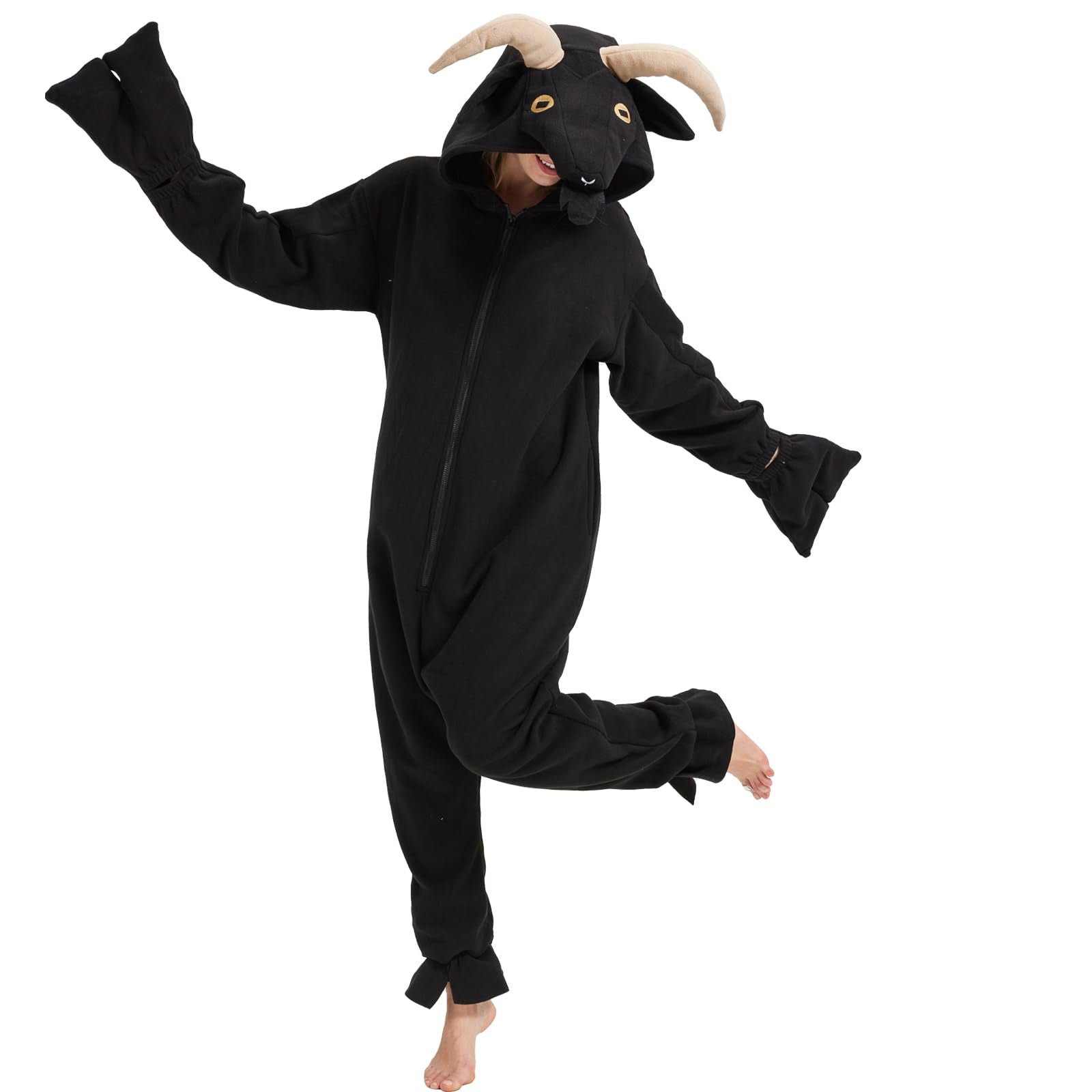 Funny Goat Onesie Costume – Soft Polar Fleece Animal Pajamas & Cosplay Suit