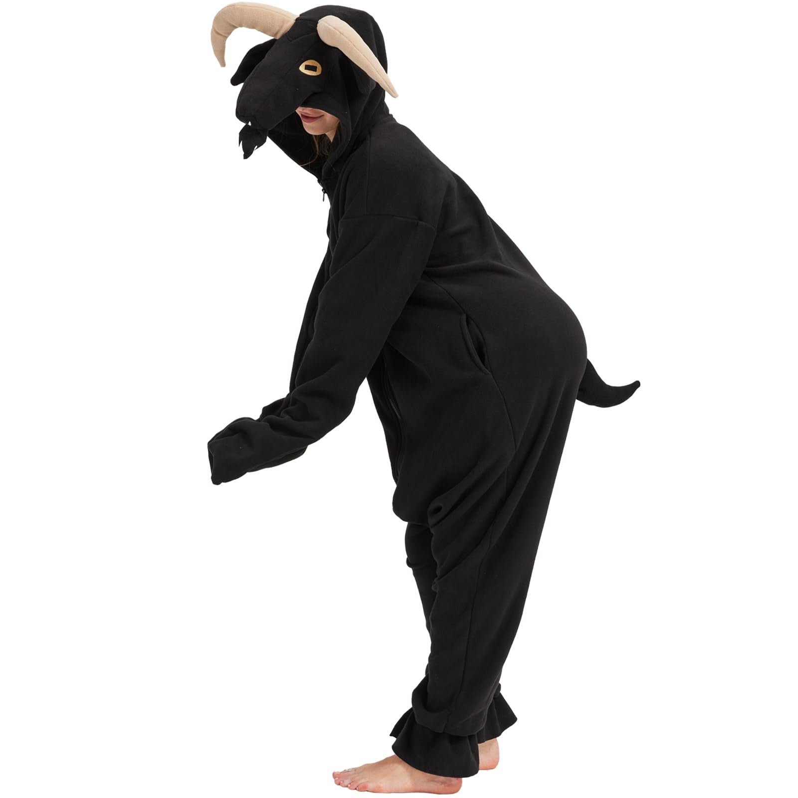 Funny Goat Onesie Costume – Soft Polar Fleece Animal Pajamas & Cosplay Suit