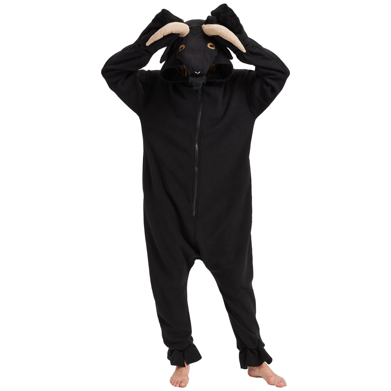 Funny Goat Onesie Costume – Soft Polar Fleece Animal Pajamas & Cosplay Suit