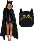 Bat Hooded Blanket – Wearable Cozy Cape with 3D Ears & Glove Sleeves for Adults, Unisex Flannel Fleece Throw