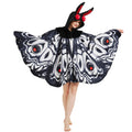 Adult Mothman Costume – One Size Fits All Cryptid Jumpsuit with Red Eyes & Printed Body Pattern for Halloween