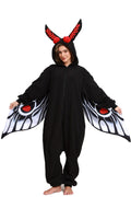 Mothman Onesie Costume – Adult Cryptid Pajamas with Wings, Eyes & Ears for Halloween Cosplay