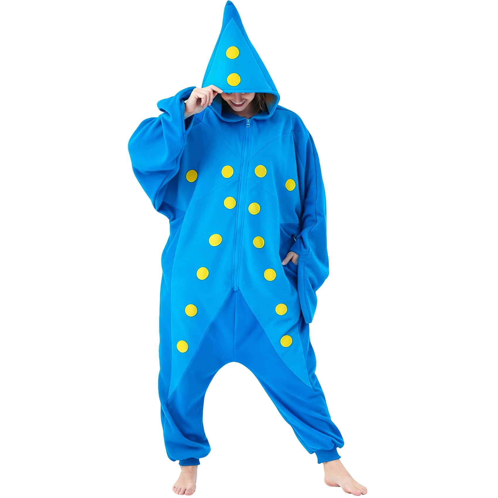 Adult Starfish Onesie Costume – Unique Sea Creature Pajamas with Detachable Gloves for Halloween & Cosplay