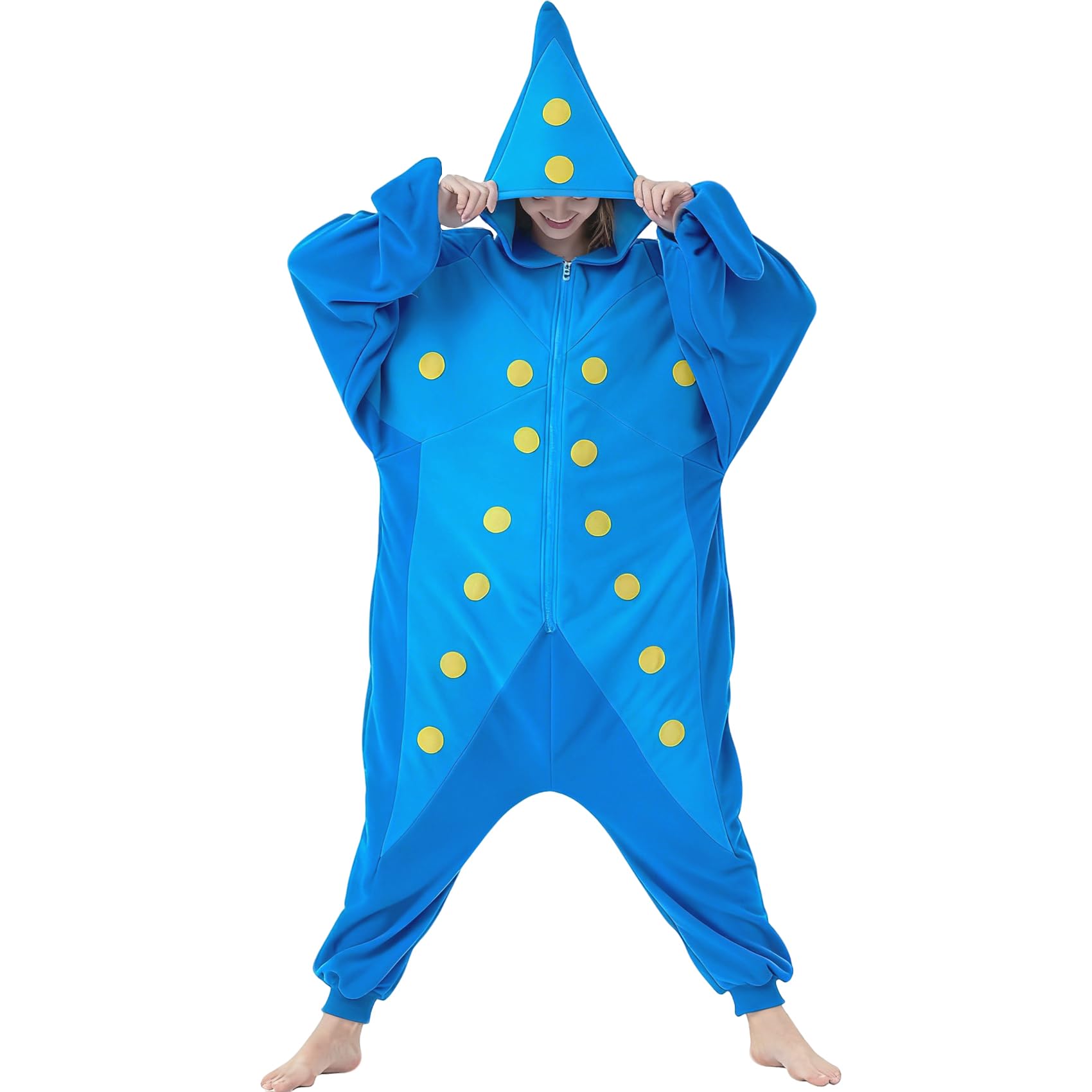 Adult Starfish Onesie Costume – Unique Sea Creature Pajamas with Detachable Gloves for Halloween & Cosplay