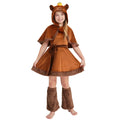 Kids Capybara Costume – 3-Piece Animal Outfit Set with Hooded Cape, Skirt & Leg Warmers for Halloween & Dress-Up