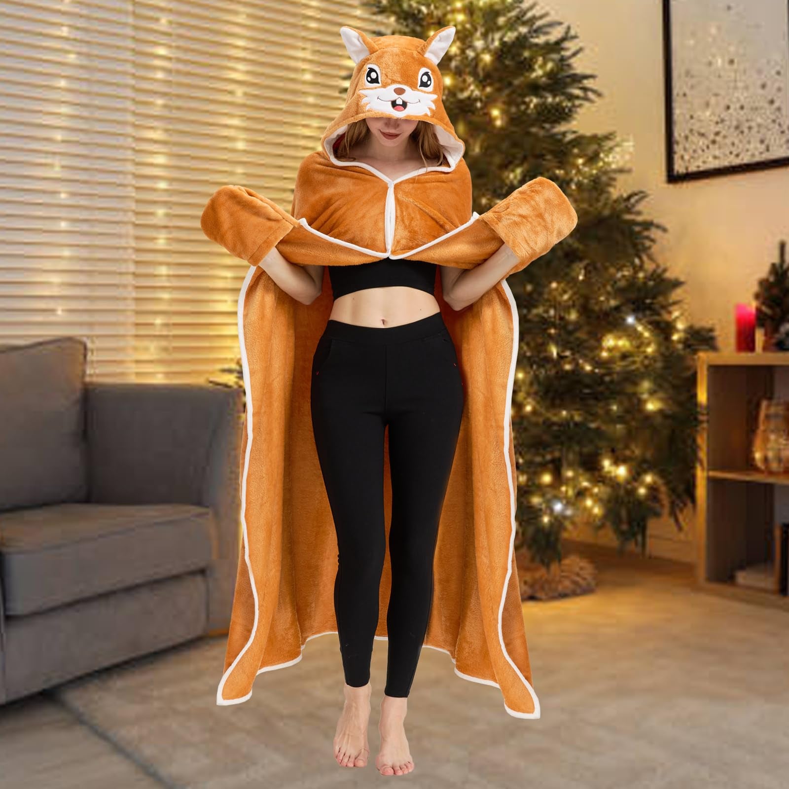 Adorable Animal Print Blanket – Soft & Portable Giraffe/Squirrel Throw for Home & Travel