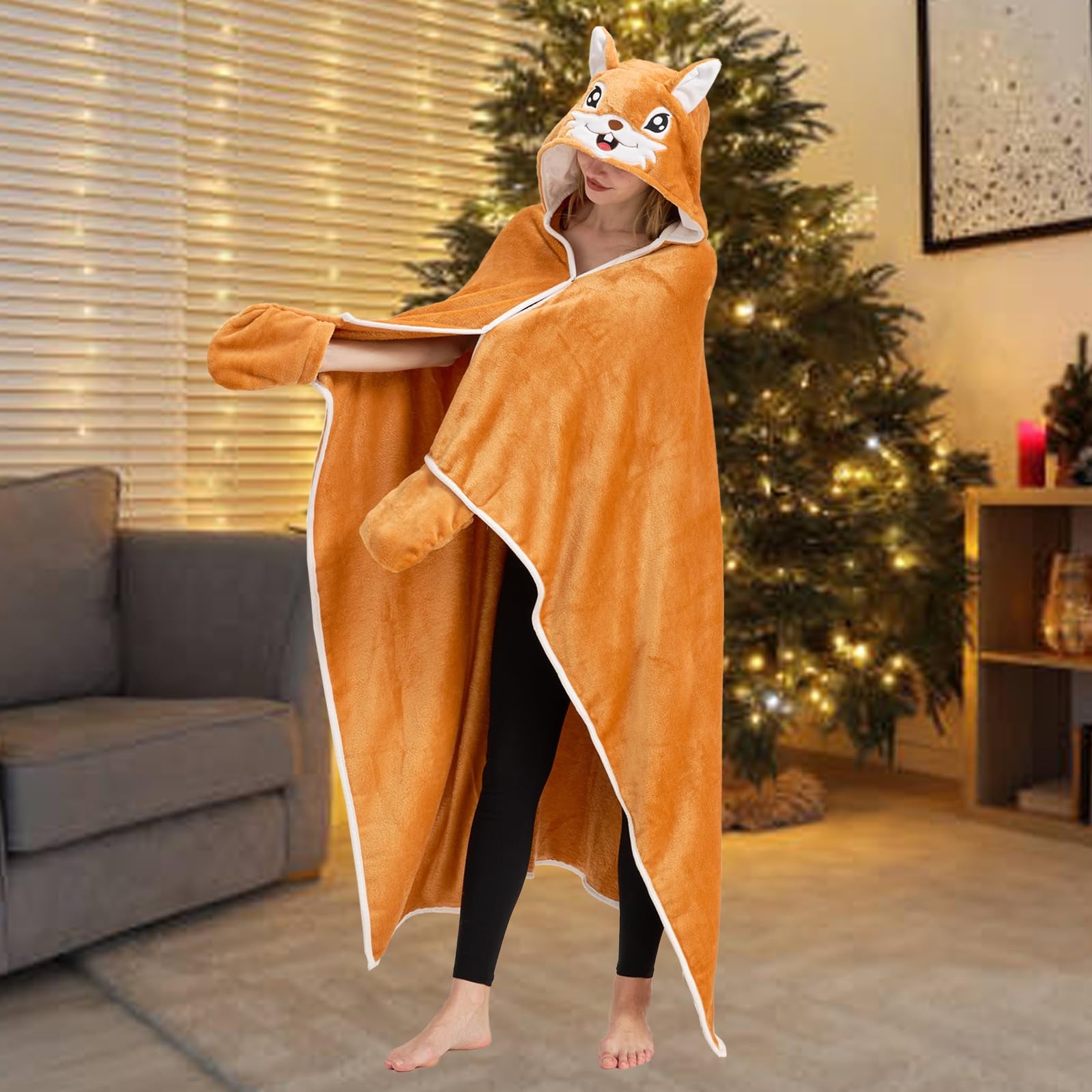 Adorable Animal Print Blanket – Soft & Portable Giraffe/Squirrel Throw for Home & Travel