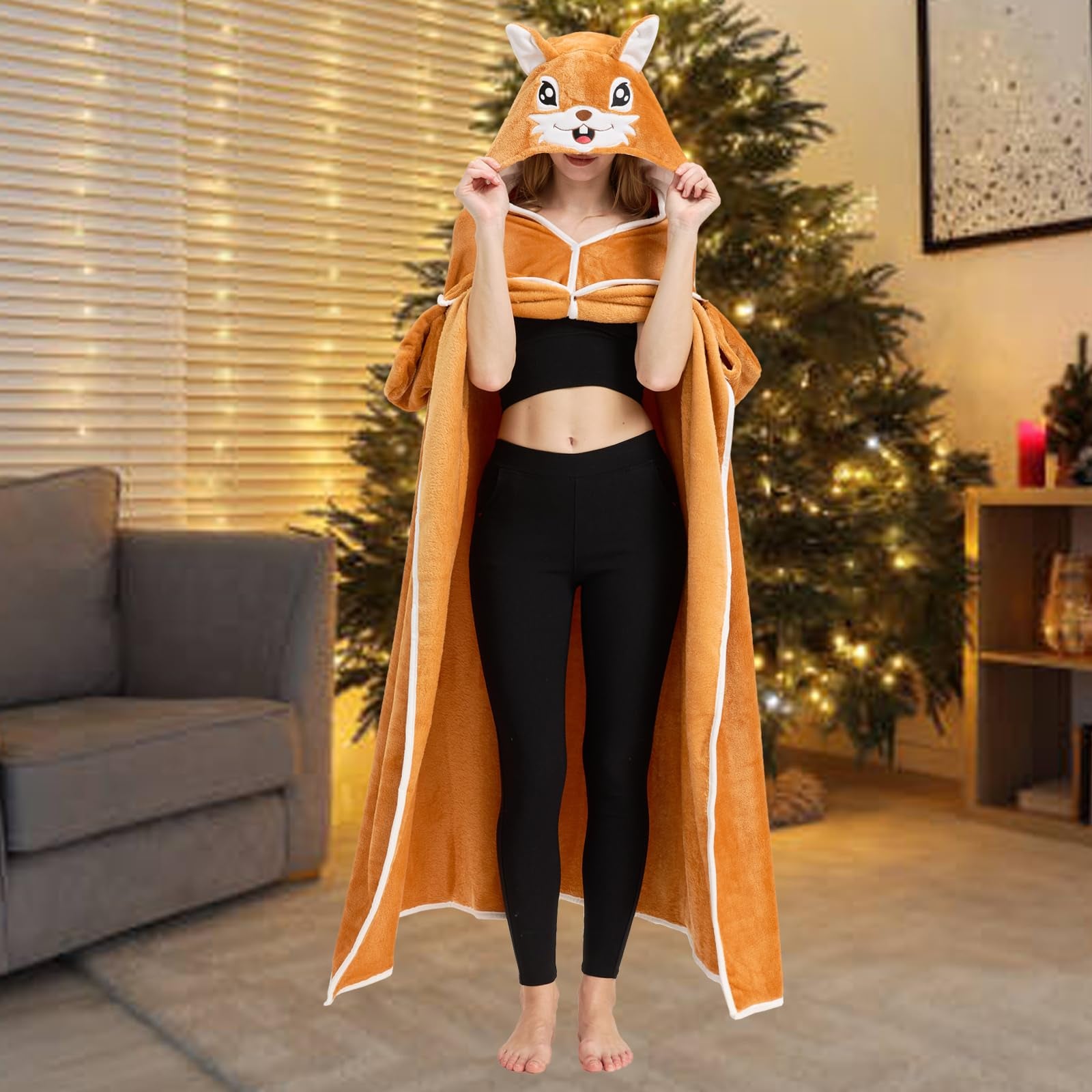 Adorable Animal Print Blanket – Soft & Portable Giraffe/Squirrel Throw for Home & Travel