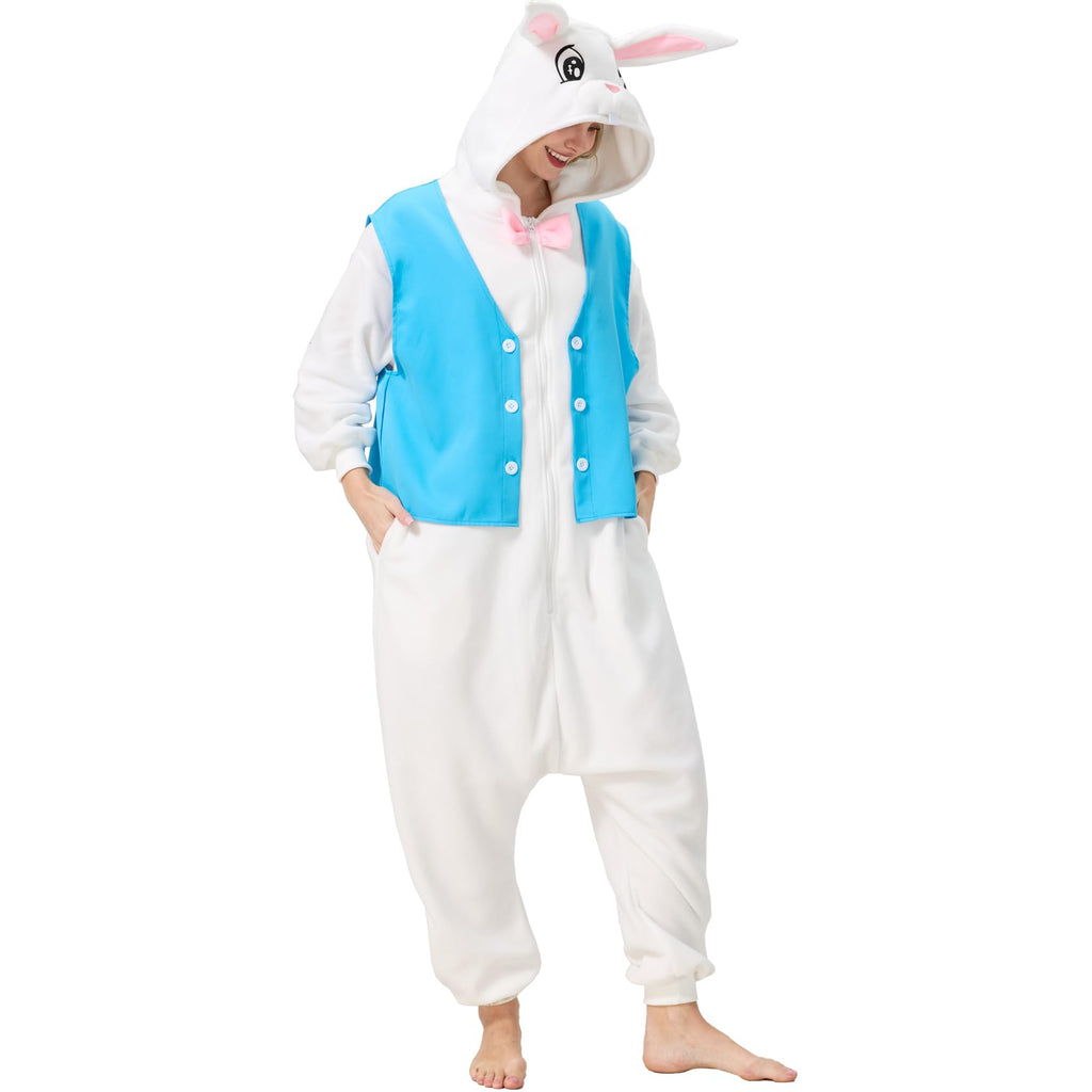 Adorable Easter Bunny Onesie – 2-in-1 Polar Fleece Rabbit Costume with Detachable Vest