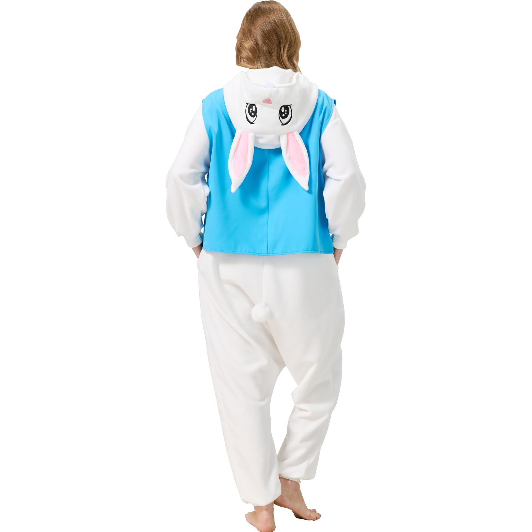 Adorable Easter Bunny Onesie – 2-in-1 Polar Fleece Rabbit Costume with Detachable Vest