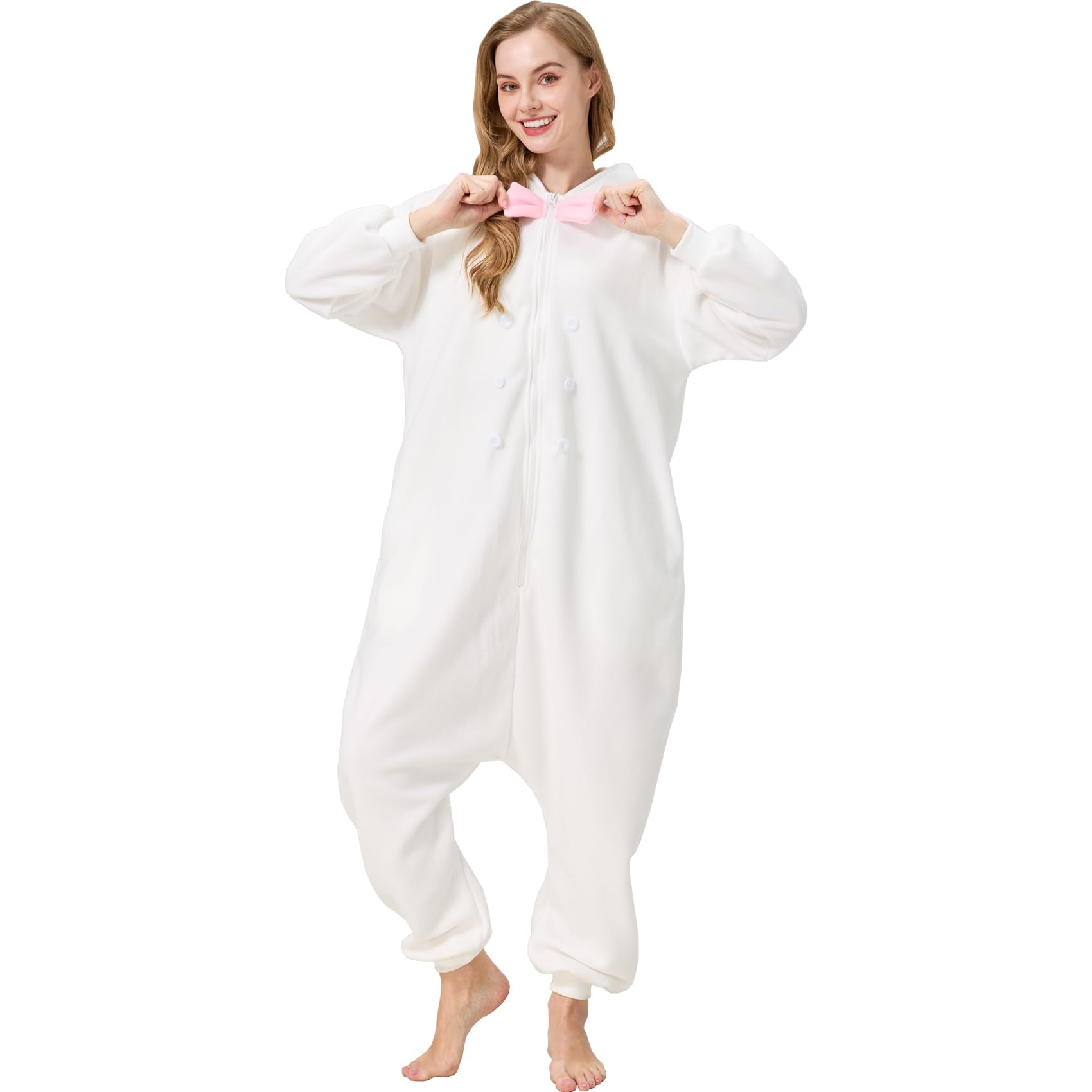 Adorable Easter Bunny Onesie – 2-in-1 Polar Fleece Rabbit Costume with Detachable Vest