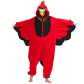Adult Cardinal Onesie Costume – Red Bird Pajamas with Realistic Tail & Feather Details for Halloween & Cosplay