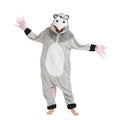 Adult Opossum Onesie Costume – Cute Possum Pajamas with Hood, Pink Gloves & Bushy Tail for Halloween & Lounging
