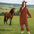 Realistic Horse Onesie Costume – Brown & White Pegasus Kigurumi with Mane & Tail