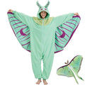 Adult Luna Moth Onesie Costume – Ethereal Winged Pajamas with 3D Antennae & Velvet Collar for Halloween & Cosplay