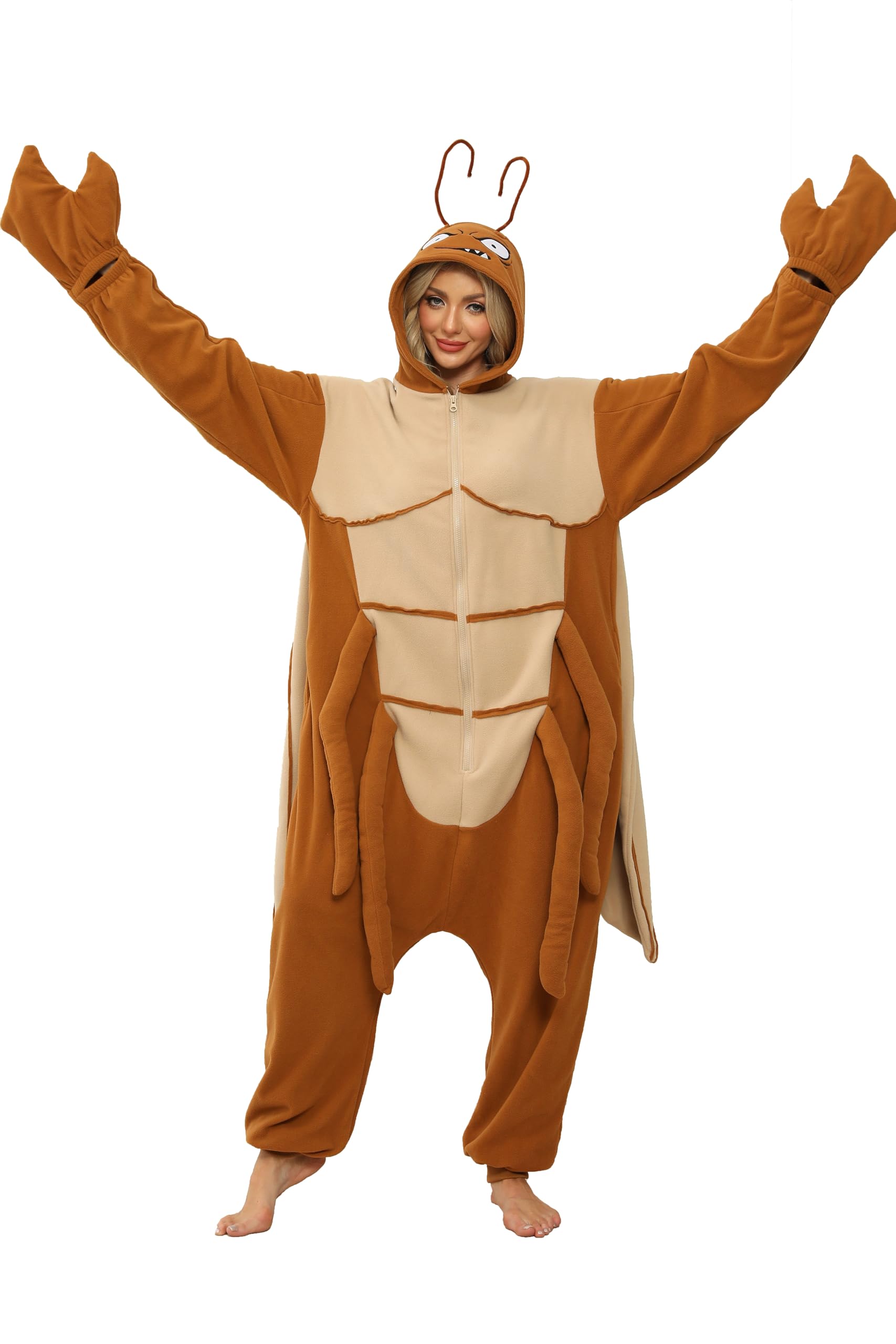 Adult Cockroach Onesie Costume – Funny Insect Pajamas with Wings for Halloween & Cosplay