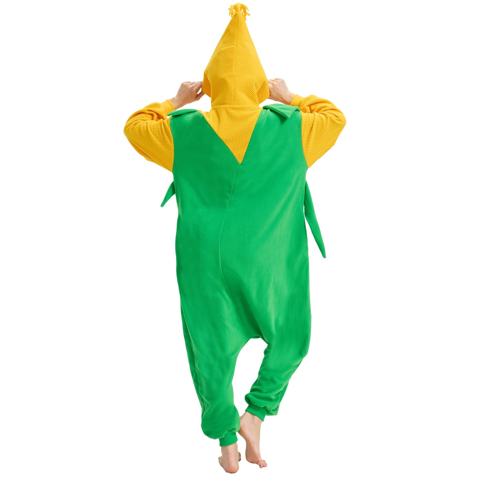 Adult Corn Onesie Costume – Funny Vegetable Pajamas with Unique Corn Design for Halloween & Costume Parties