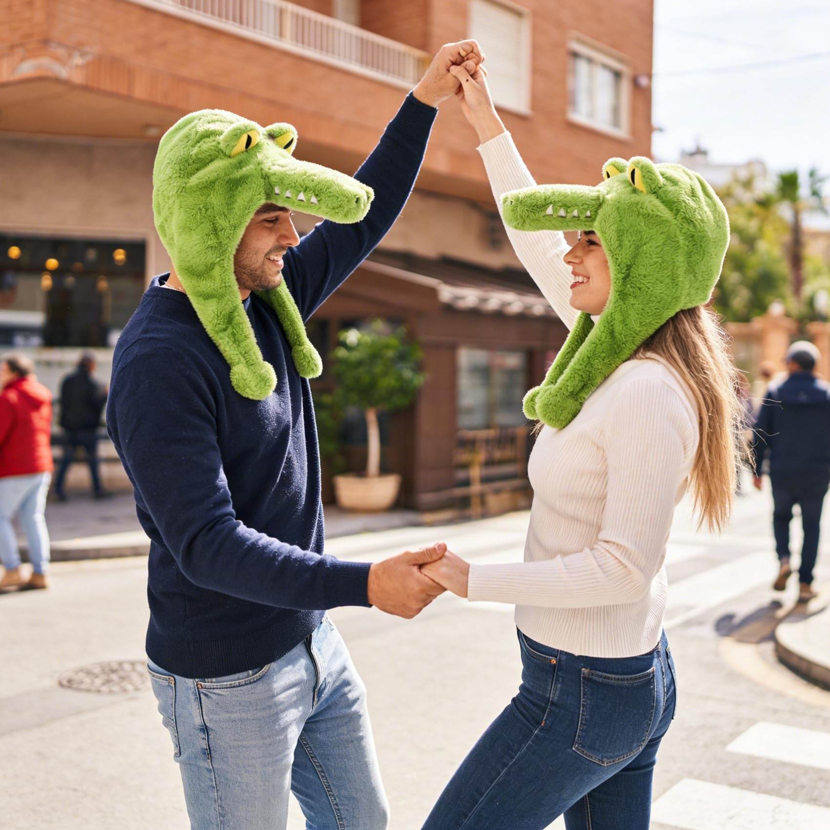 Funny Crocodile Plush Hat – Cozy Alligator Animal Hood with Teeth & Flaps