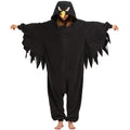 Adult Crow Onesie Costume – Black Bird Pajamas with Realistic Tail & Feather Details for Halloween & Cosplay