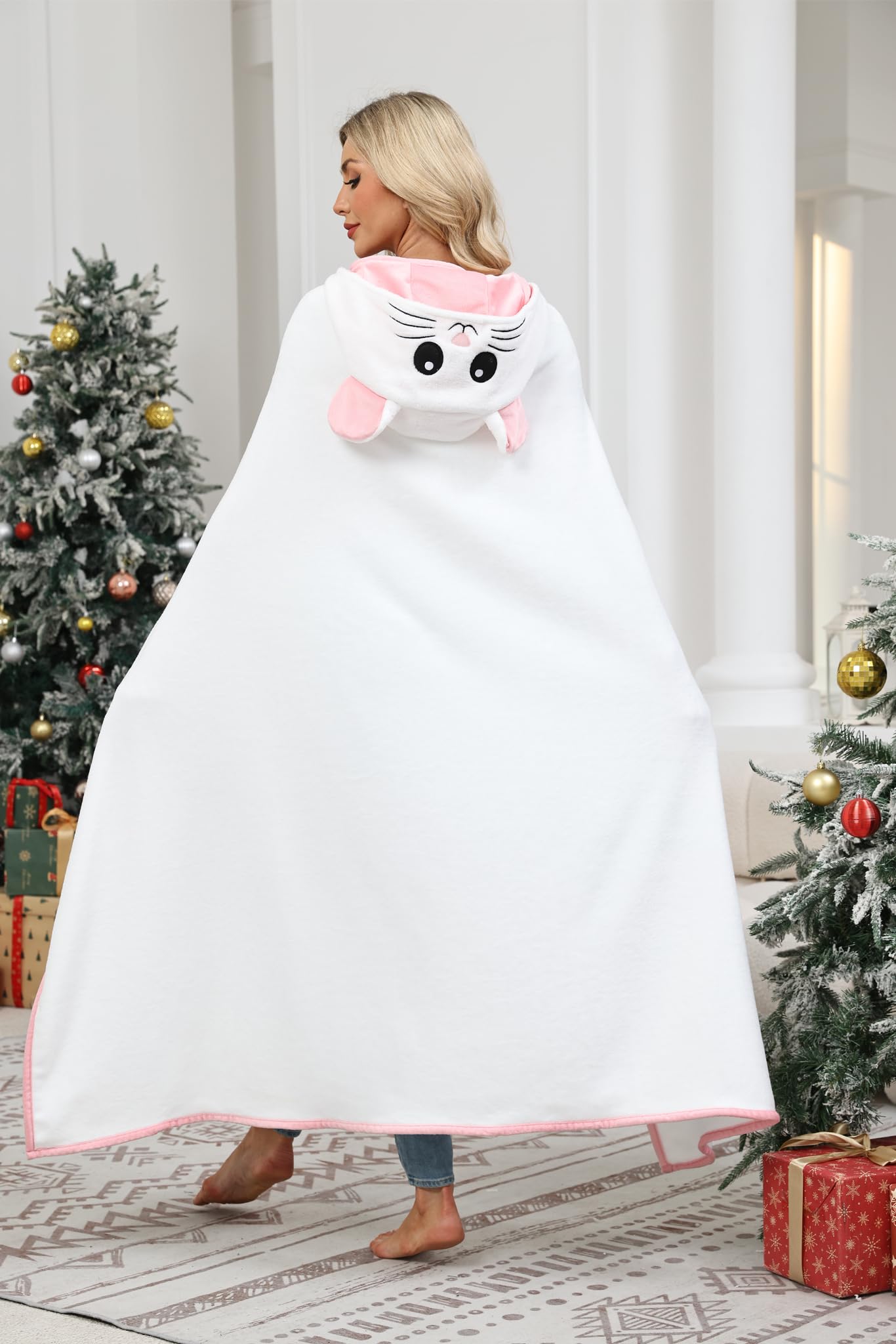 Rat Hooded Blanket – Wearable Cozy Cape with Hood for Adults, Unisex Flannel Fleece Throw for Lounging