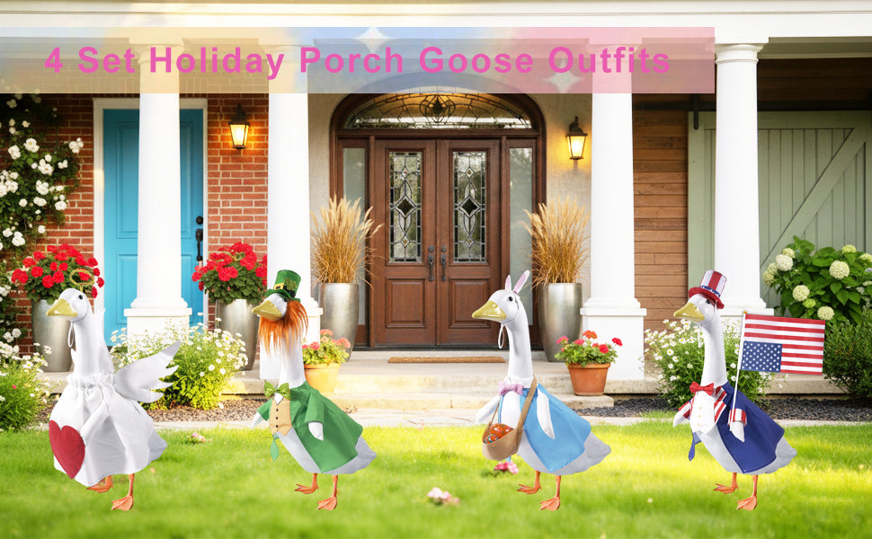 4-Piece Holiday Porch Goose Outfit Set – Seasonal Costume Collection for 23-Inch Statue