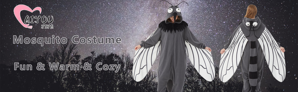 Adult Mosquito Onesie Costume – Funny Bug Pajamas with Wings, Antennae & Proboscis for Halloween & Cosplay