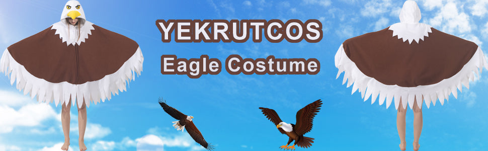 Adult Eagle Hooded Cape Costume – Bald Eagle Poncho with Wings for Independence Day & Cosplay