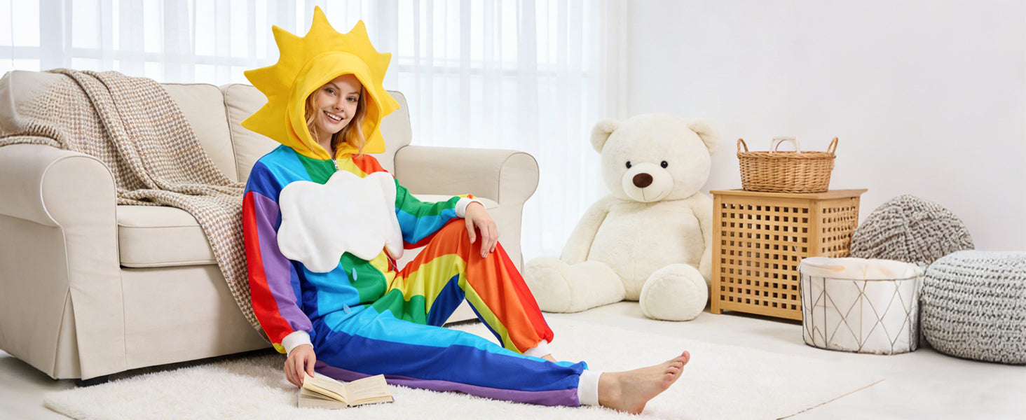 ☁️🌈 Rainbow After Rain Costume – Removable Cloud & Sun Hood