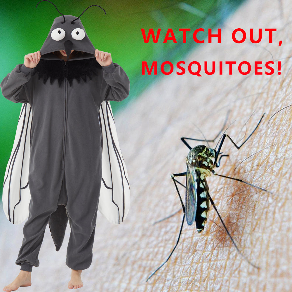 Adult Mosquito Onesie Costume – Funny Bug Pajamas with Wings, Antennae & Proboscis for Halloween & Cosplay