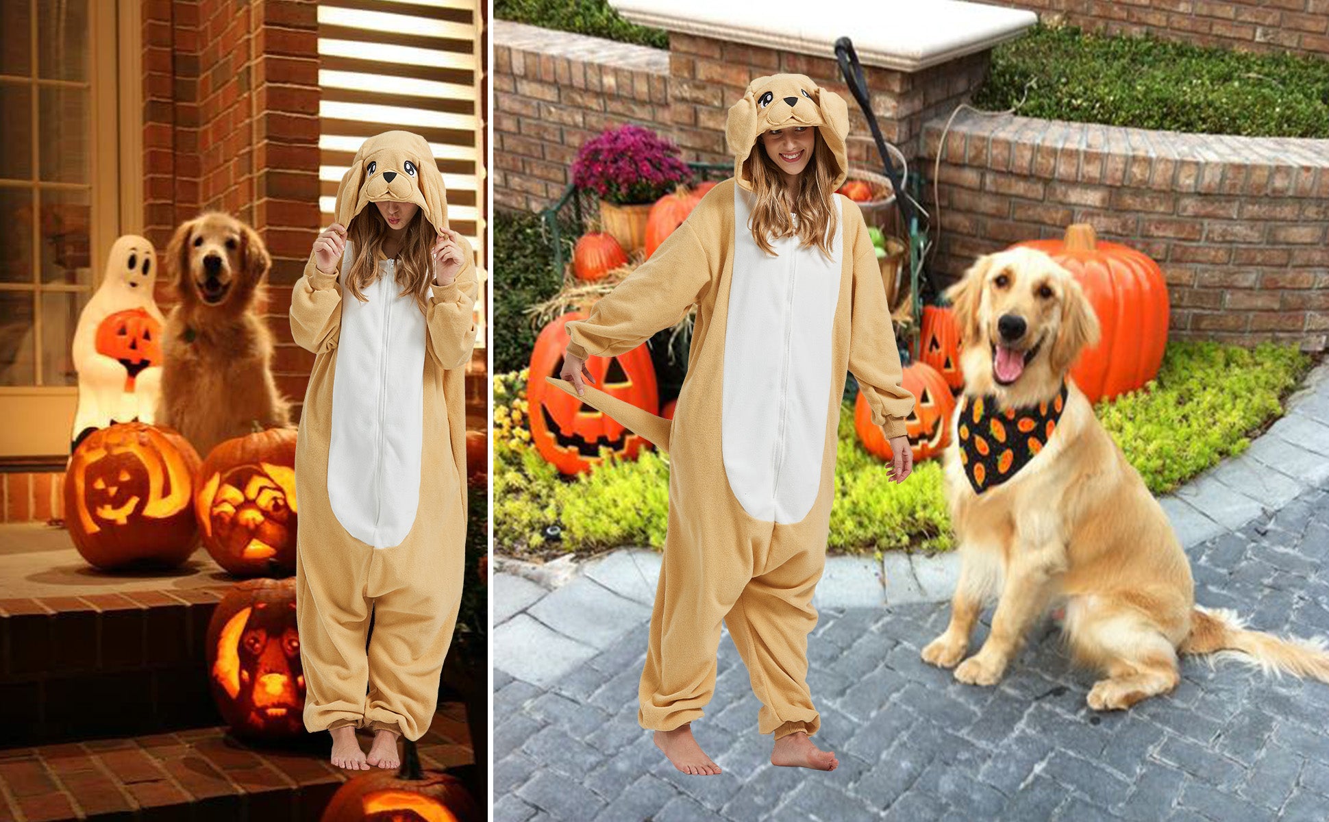 Adult Golden Retriever Onesie Costume – Dog Lover Pajamas with Realistic Puppy Details for Lounging & Cosplay