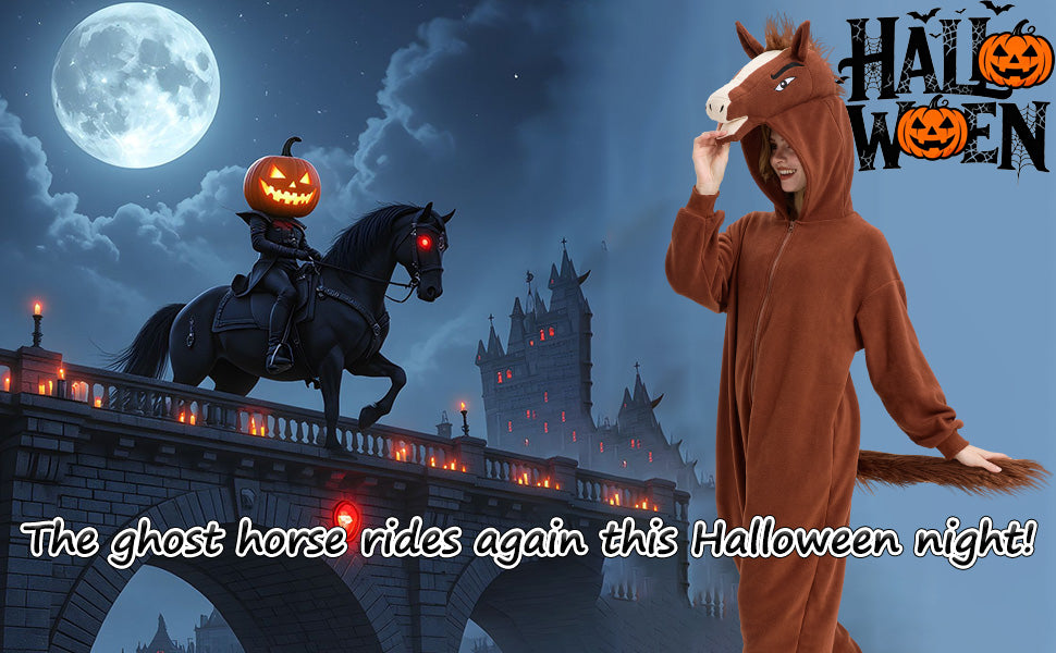 Realistic Horse Onesie Costume – Brown & White Pegasus Kigurumi with Mane & Tail