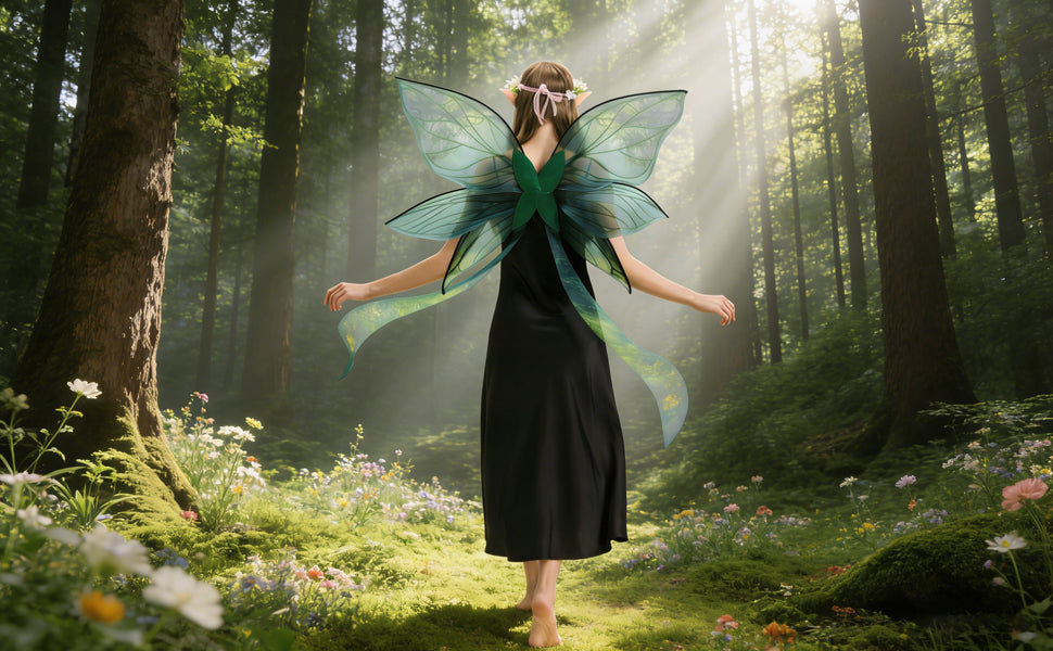 🧚 The Enchanting Fairy Costume Set – Wings, Ears & Floral Crown