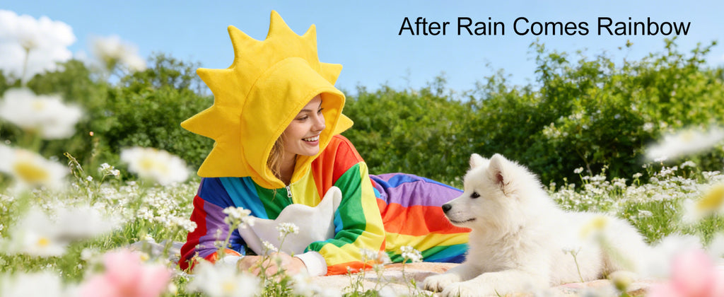 ☁️🌈 Rainbow After Rain Costume – Removable Cloud & Sun Hood