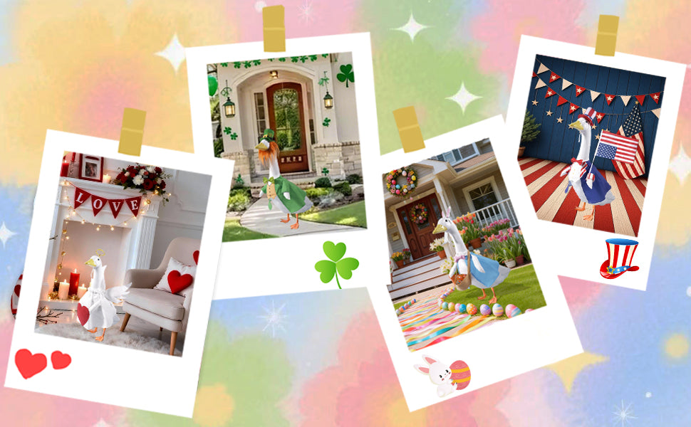 4-Piece Holiday Porch Goose Outfit Set – Seasonal Costume Collection for 23-Inch Statue