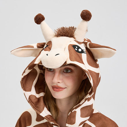 Adorable Giraffe Onesie – Soft Plush Fleece Cartoon Animal Costume