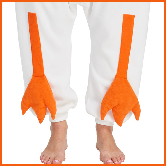 Adult Goose Onesie Costume – Funny Honking Bird Pajamas with Realistic Wings & Webbed Feet for Halloween