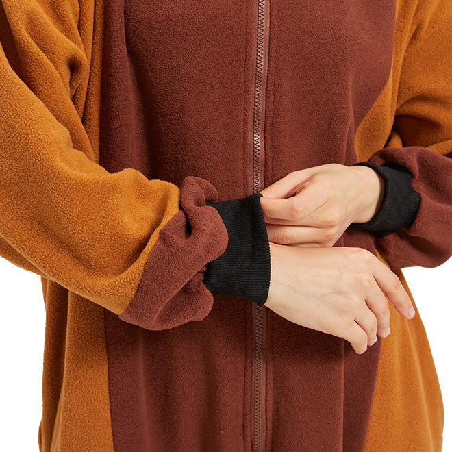 Adult Capybara Onesie Costume – Cozy Rodent Pajamas with Orange Slice Accent for Halloween & Cosplay