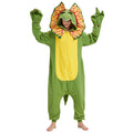 Adult Dilophosaurus Onesie Costume – Dinosaur Pajamas with Fan-Like Neck Frill for Halloween & Cosplay