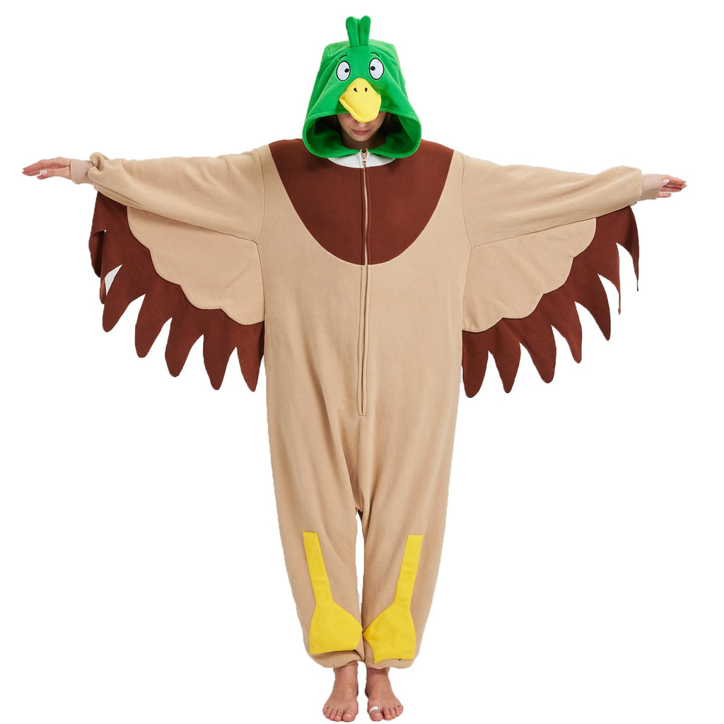 Adult Wild Duck Onesie Costume – Mallard Pajamas with Cartoon Style Hood for Halloween & Cosplay