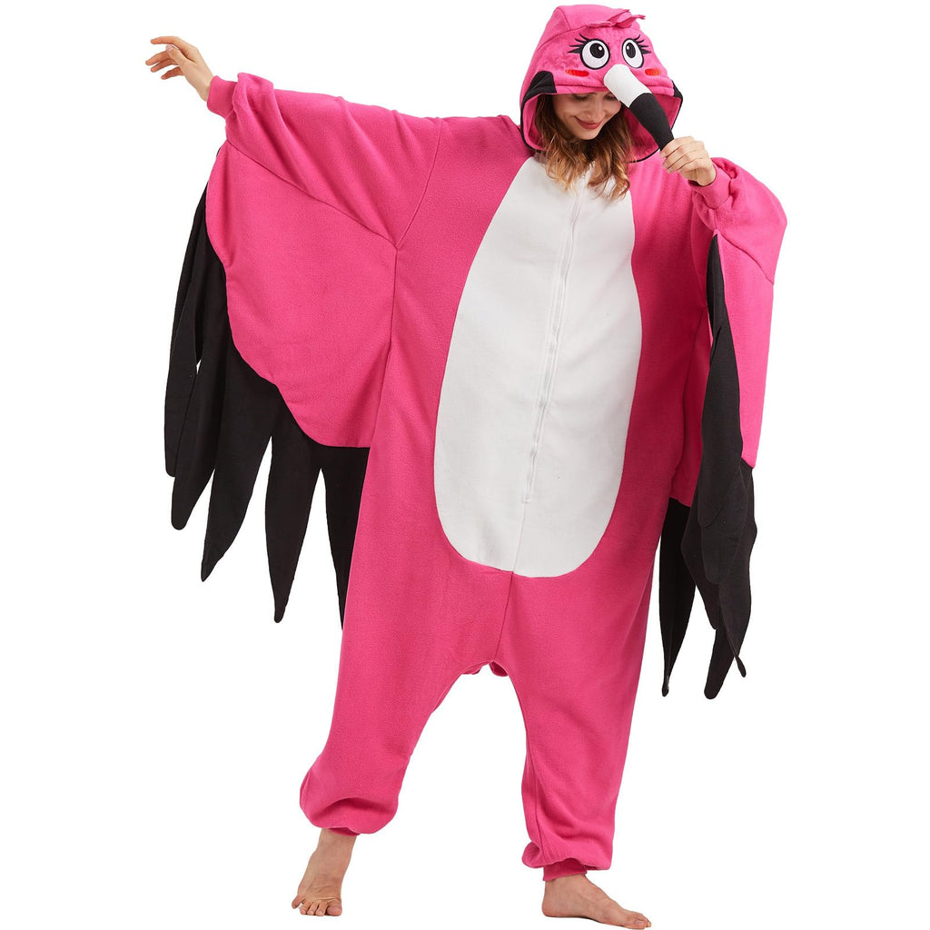 Adult Cardinal Onesie Costume – Red Bird Pajamas with Realistic Tail & Feather Details for Halloween & Cosplay